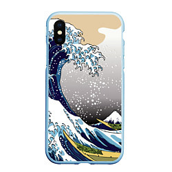 Чехол iPhone XS Max матовый The great wave off kanagawa, цвет: 3D-голубой