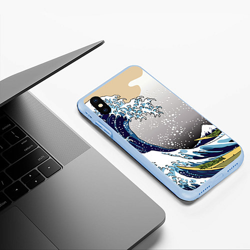 Чехол iPhone XS Max матовый The great wave off kanagawa / 3D-Голубой – фото 3