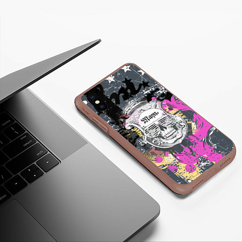 Чехол iPhone XS Max матовый Череп / 3D-Коричневый – фото 3