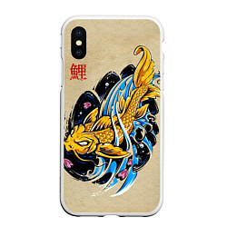 Чехол iPhone XS Max матовый Золотая рыба кои, цвет: 3D-белый