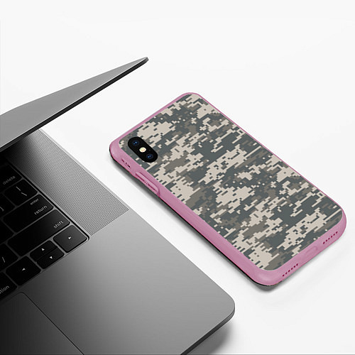 Чехол iPhone XS Max матовый Цифровой камуфляж / 3D-Розовый – фото 3