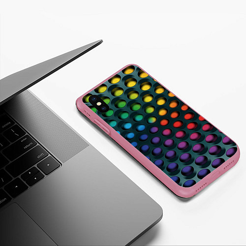 Чехол iPhone XS Max матовый 3Д спектр / 3D-Малиновый – фото 3