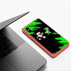 Чехол iPhone XS Max матовый MINECRAFT, цвет: 3D-красный — фото 2