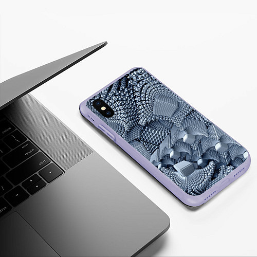 Чехол iPhone XS Max матовый GREY / 3D-Светло-сиреневый – фото 3