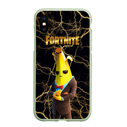 Чехол iPhone XS Max матовый Peely Fortnite, цвет: 3D-салатовый