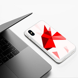 Чехол iPhone XS Max матовый GEOMETRY RED, цвет: 3D-белый — фото 2