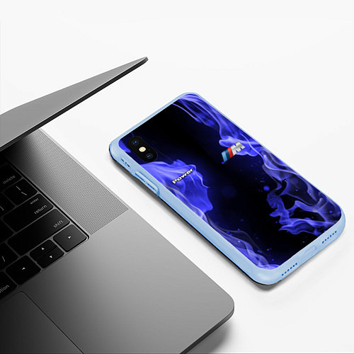 Чехол iPhone XS Max матовый BMW FIRE / 3D-Голубой – фото 3