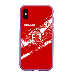 Чехол iPhone XS Max матовый Russia, цвет: 3D-фиолетовый