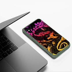 Чехол iPhone XS Max матовый Attack on titan, цвет: 3D-темно-зеленый — фото 2