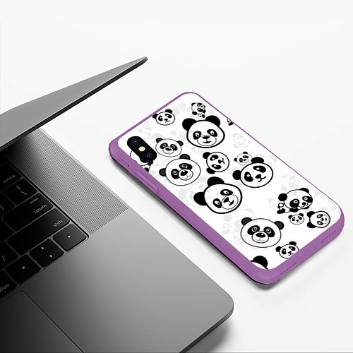 Чехол iPhone XS Max матовый Панды / 3D-Фиолетовый – фото 3
