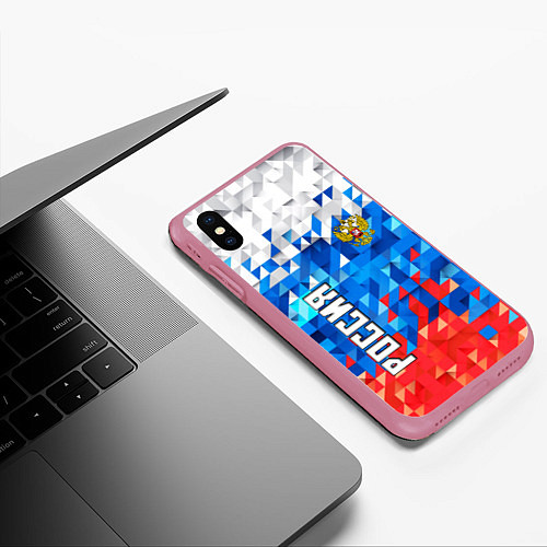 Чехол iPhone XS Max матовый RUSSIA SPORT / 3D-Малиновый – фото 3