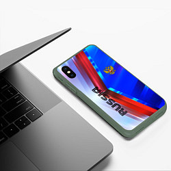 Чехол iPhone XS Max матовый RUSSIA SPORT, цвет: 3D-темно-зеленый — фото 2