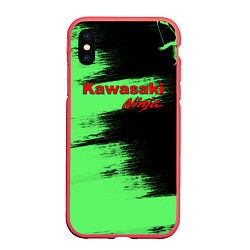 Чехол iPhone XS Max матовый Kawasaki, цвет: 3D-красный