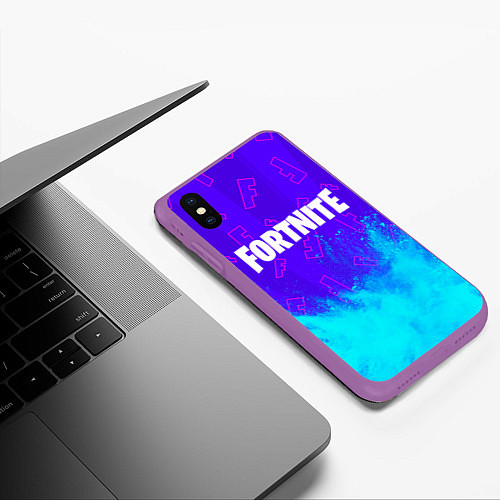 Чехол iPhone XS Max матовый FORTNITE ФОРТНАЙТ / 3D-Фиолетовый – фото 3