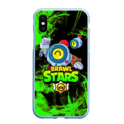 Чехол iPhone XS Max матовый BRAWL STARS NANI, цвет: 3D-голубой