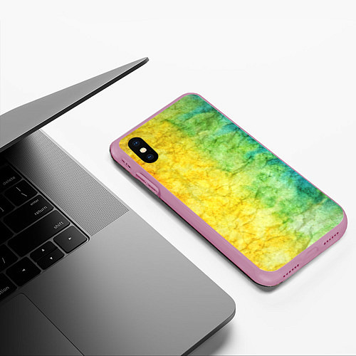 Чехол iPhone XS Max матовый Разноцветный акварель градиент / 3D-Розовый – фото 3