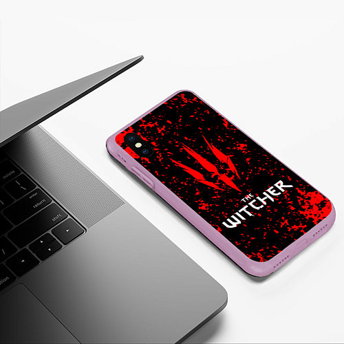 Чехол iPhone XS Max матовый The Witcher / 3D-Сиреневый – фото 3