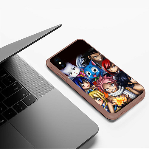 Чехол iPhone XS Max матовый FAIRY TAIL ХВОСТ ФЕИ / 3D-Коричневый – фото 3