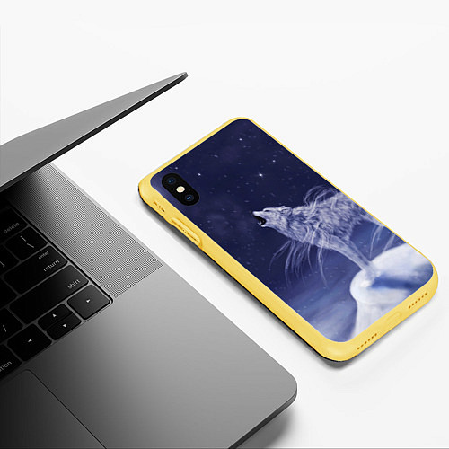 Чехол iPhone XS Max матовый WOLF WHITE D / 3D-Желтый – фото 3