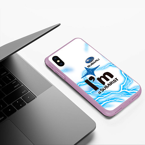 Чехол iPhone XS Max матовый SUBARU / 3D-Сиреневый – фото 3