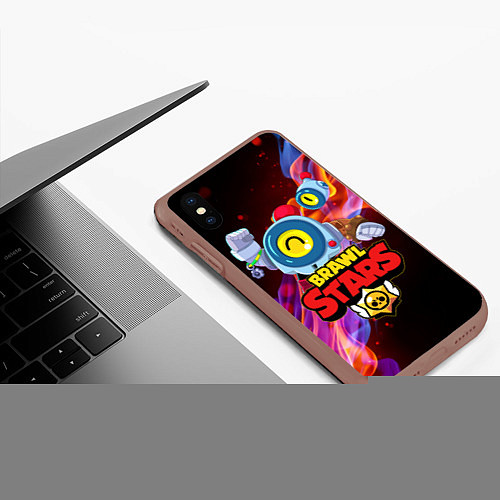 Чехол iPhone XS Max матовый БРАВЛ СТАРС НАНИ / 3D-Коричневый – фото 3