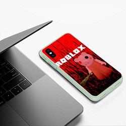 Чехол iPhone XS Max матовый Roblox Piggy, цвет: 3D-салатовый — фото 2