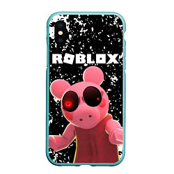 Чехол iPhone XS Max матовый Roblox Piggy, цвет: 3D-мятный