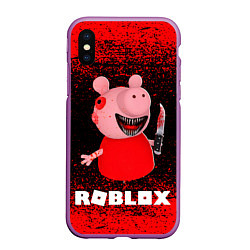 Чехол iPhone XS Max матовый Roblox Piggy, цвет: 3D-фиолетовый