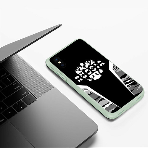 Чехол iPhone XS Max матовый Виталий - камуфляж / 3D-Салатовый – фото 3
