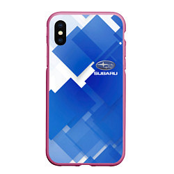 Чехол iPhone XS Max матовый SUBARU, цвет: 3D-малиновый