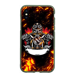 Чехол iPhone XS Max матовый Fire Biker Z, цвет: 3D-темно-зеленый