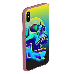 Чехол iPhone XS Max матовый Neon skull, цвет: 3D-малиновый — фото 2