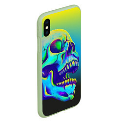 Чехол iPhone XS Max матовый Neon skull, цвет: 3D-салатовый — фото 2