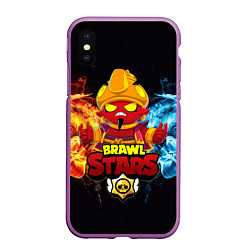 Чехол iPhone XS Max матовый BRAWL STARS EVIL GENE ДЖИН, цвет: 3D-фиолетовый