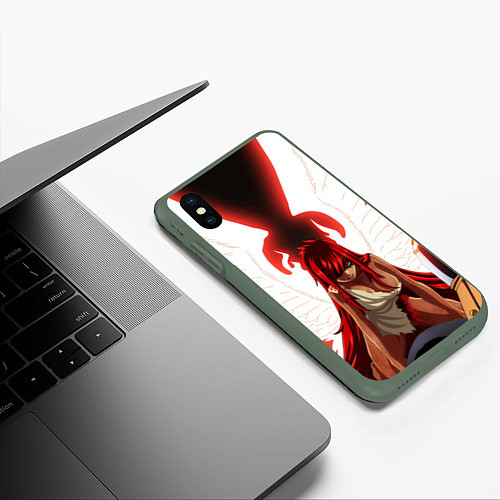 Чехол iPhone XS Max матовый FAIRY TAIL ХВОСТ ФЕИ / 3D-Темно-зеленый – фото 3