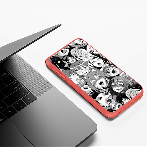 Чехол iPhone XS Max матовый СЕНПАЙ SENPAI / 3D-Красный – фото 3