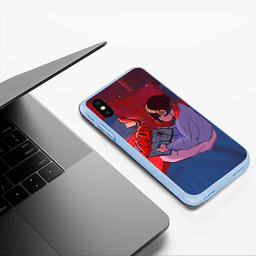 Чехол iPhone XS Max матовый Коронавирус / 3D-Голубой – фото 3