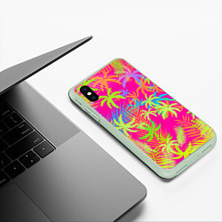 Чехол iPhone XS Max матовый ПАЛЬМЫ ТРОПИКИ, цвет: 3D-салатовый — фото 2