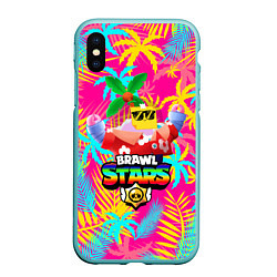 Чехол iPhone XS Max матовый BRAWL STARS SPROUT TROPICAL, цвет: 3D-мятный