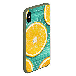 Чехол iPhone XS Max матовый Апельсины, цвет: 3D-темно-зеленый — фото 2