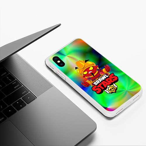 Чехол iPhone XS Max матовый BRAWL STARS EVIL GENE ДЖИН / 3D-Белый – фото 3