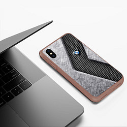 Чехол iPhone XS Max матовый BMW - emblem - metal - texture, цвет: 3D-коричневый — фото 2