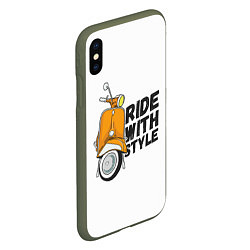 Чехол iPhone XS Max матовый RIDE WITH STYLE Z, цвет: 3D-темно-зеленый — фото 2