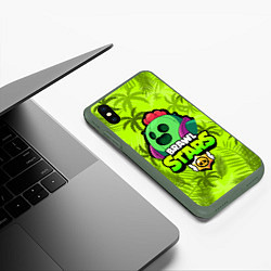 Чехол iPhone XS Max матовый BRAWL STARS SPIKE СПАЙК, цвет: 3D-темно-зеленый — фото 2