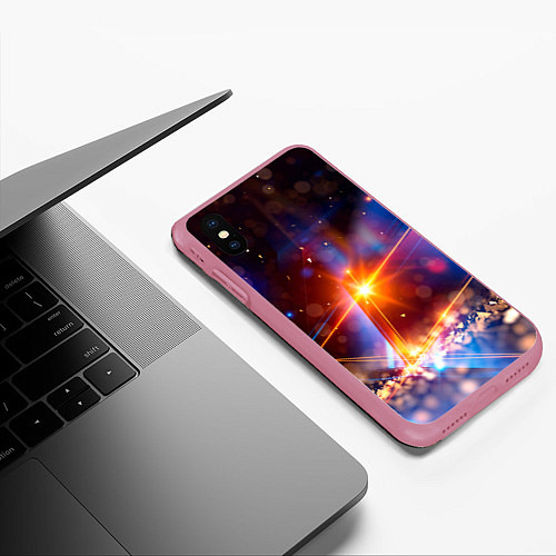 Чехол iPhone XS Max матовый Geometry light / 3D-Малиновый – фото 3