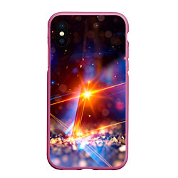 Чехол iPhone XS Max матовый Geometry light, цвет: 3D-малиновый