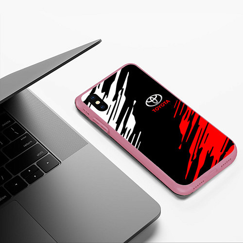 Чехол iPhone XS Max матовый TOYOTA / 3D-Малиновый – фото 3