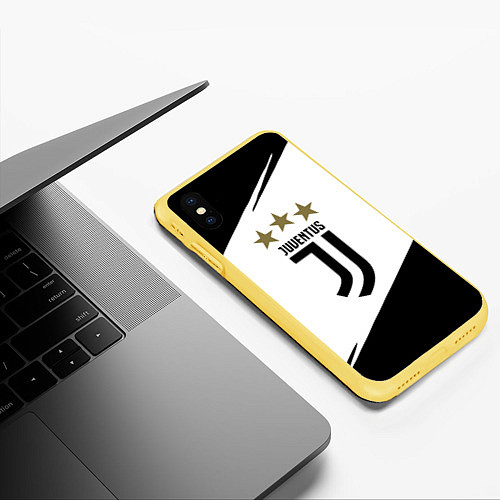 Чехол iPhone XS Max матовый JUVENTUS / 3D-Желтый – фото 3