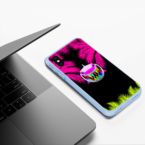 Чехол iPhone XS Max матовый 6ix9ine / 3D-Голубой – фото 3