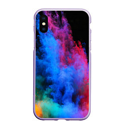 Чехол iPhone XS Max матовый КРАСКИ, цвет: 3D-светло-сиреневый